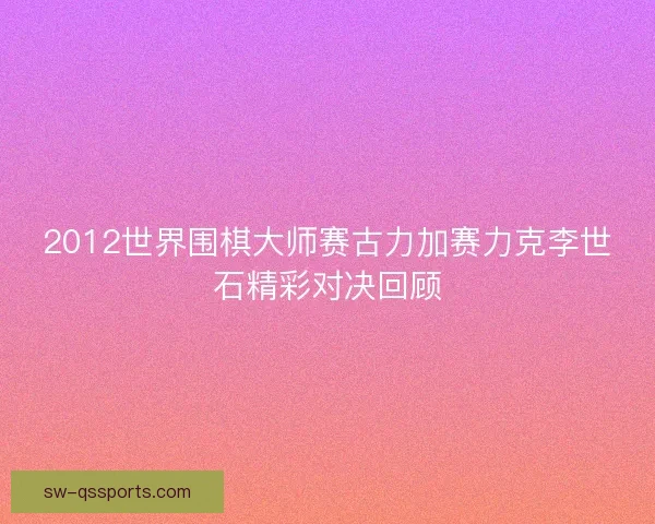 2012世界围棋大师赛古力加赛力克李世石精彩对决回顾